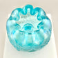 Northwood, Aqua Ice, Lightly Iridescent, Three Toed Crimped Rim Bowl, Rose Bowl, Finecut and Roses