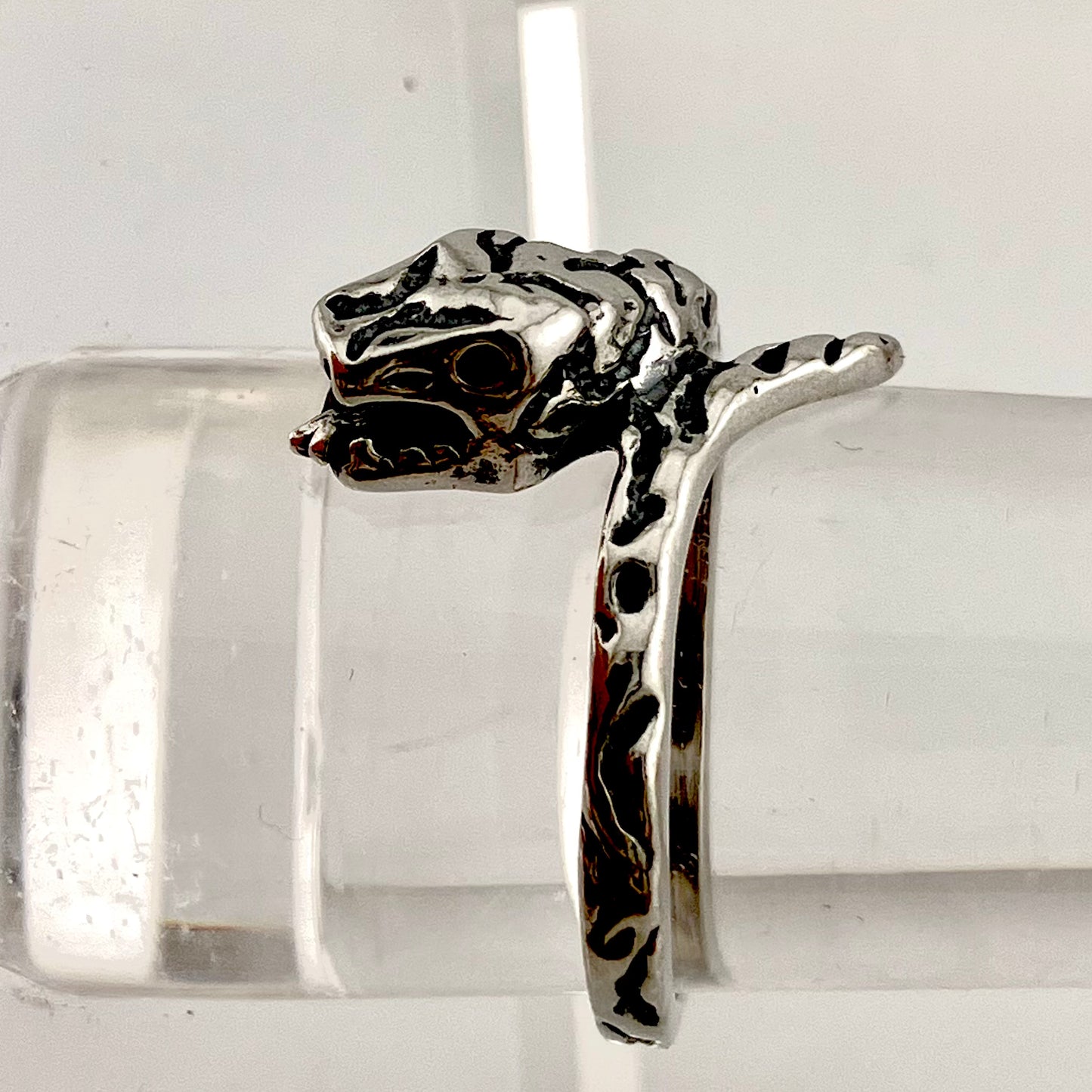 Sterling Silver Open Fanged Mouth Snake Ring