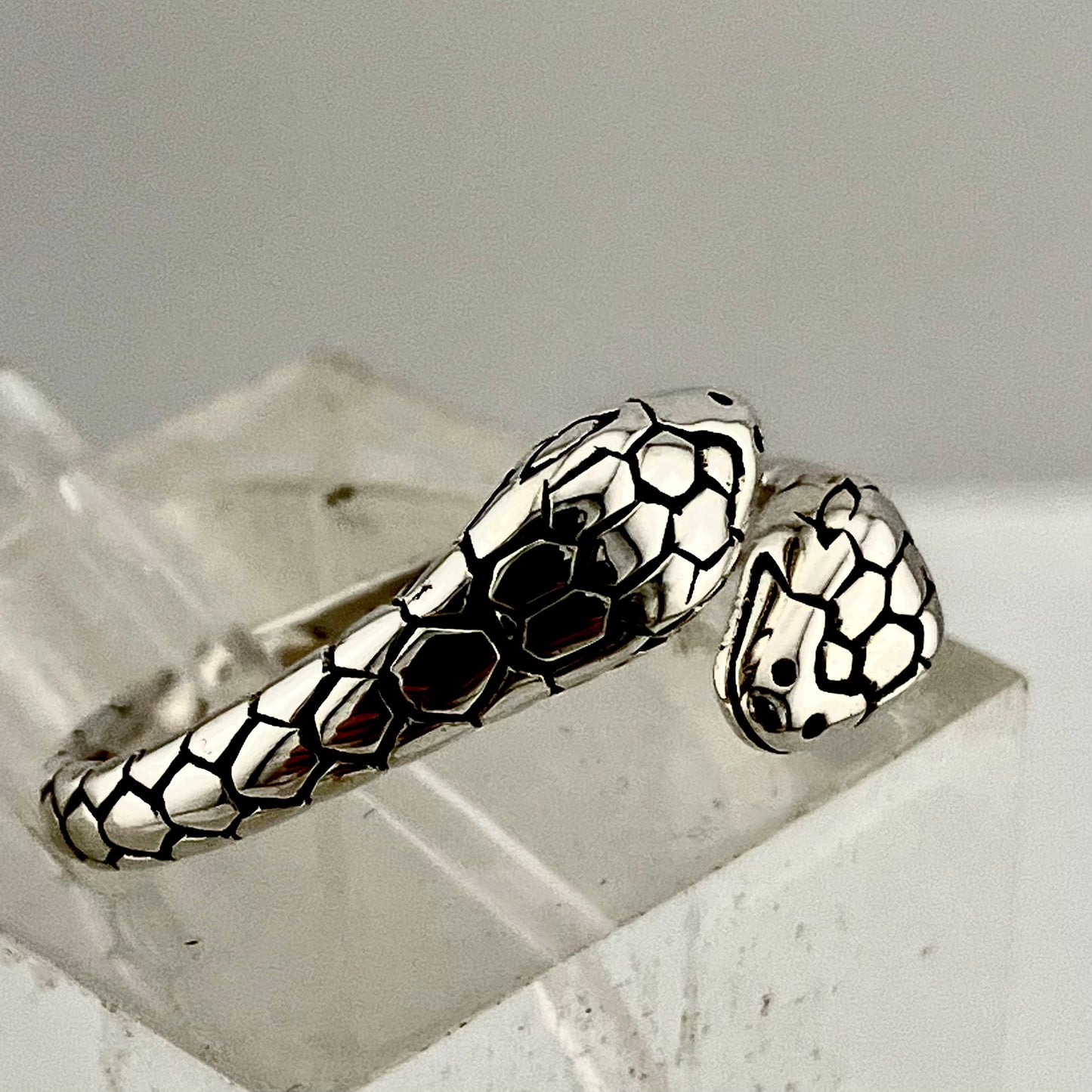 Sterling Silver Double Headed Snake Two Headed Snake Ring