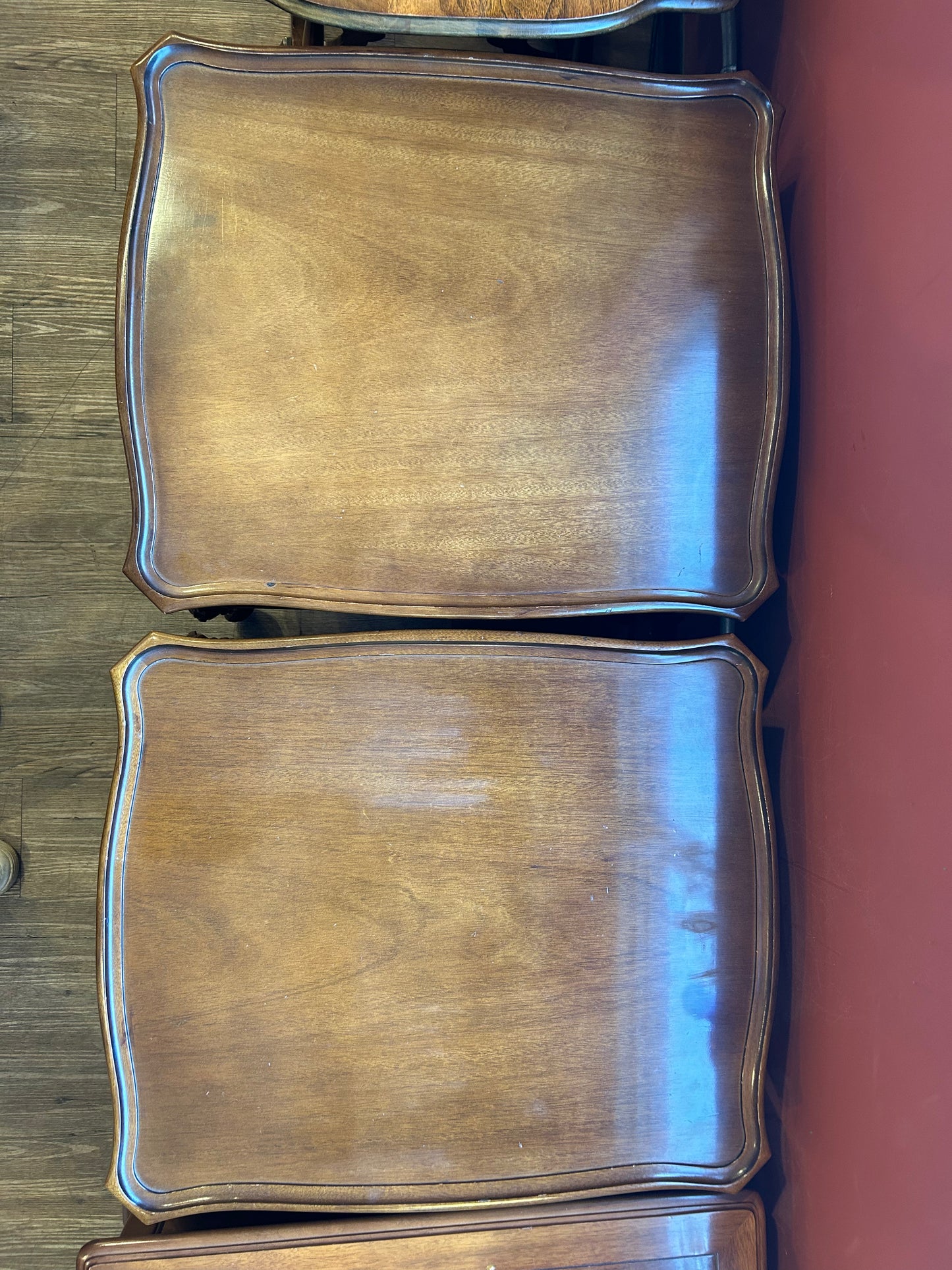 A Matched Pair of Fine Vintage Dark Wood End Tables (Coffee Tables)