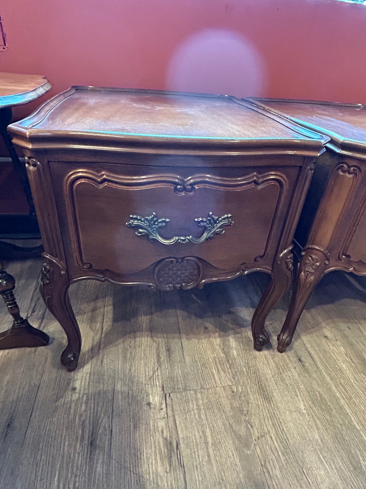 A Matched Pair of Fine Vintage Dark Wood End Tables (Coffee Tables)