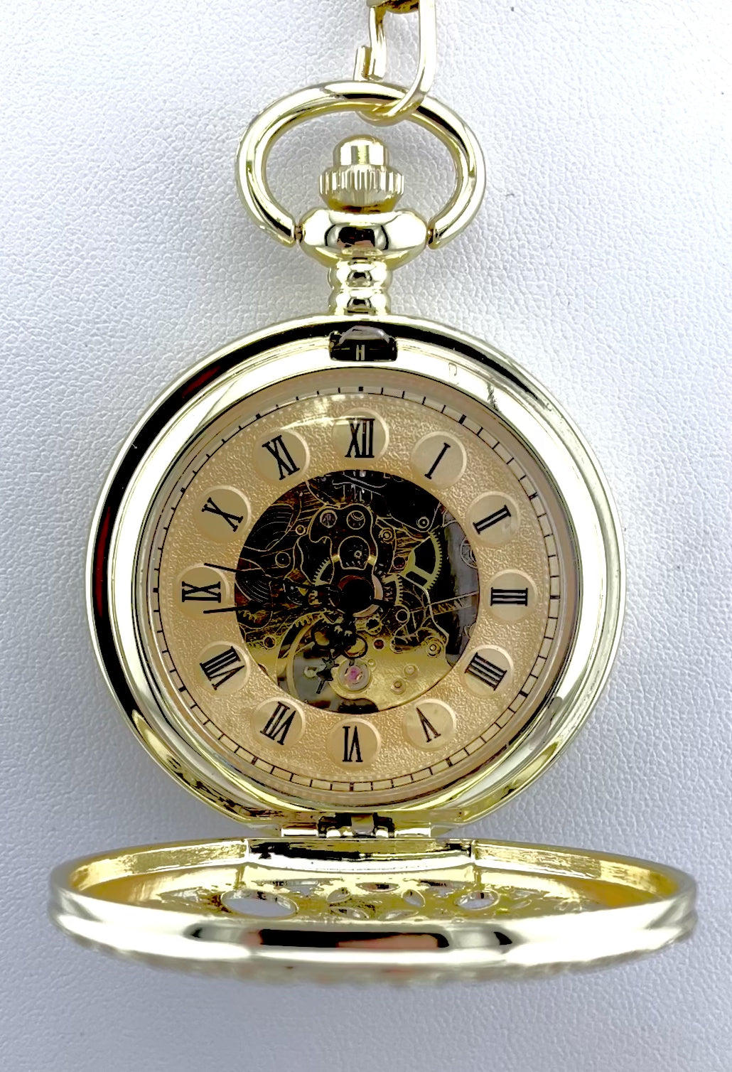 Winding Pocket Watch Non Vintage Gold Coloured Metal with Gears