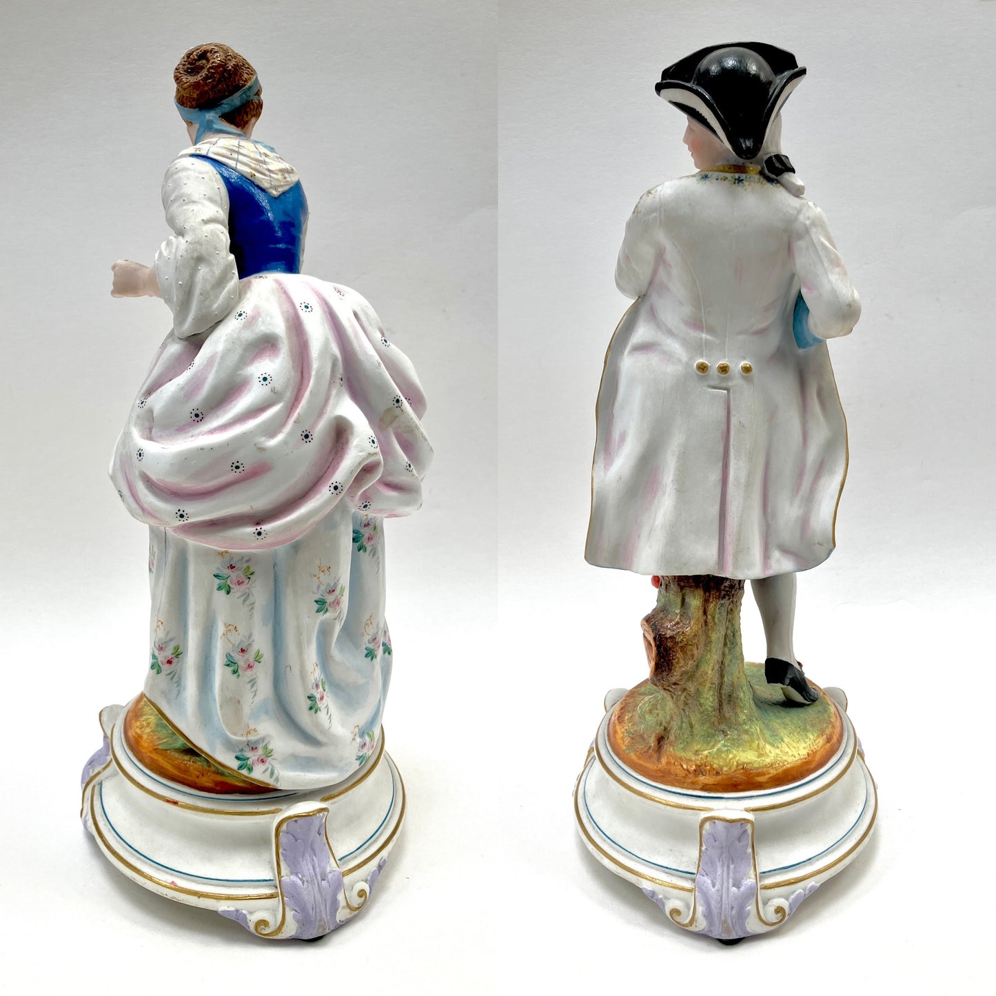 Jean Gille, Gille Jeune, Porcelain, Love Letter, Figurines, Pair, Antique, Couple, Courting, France