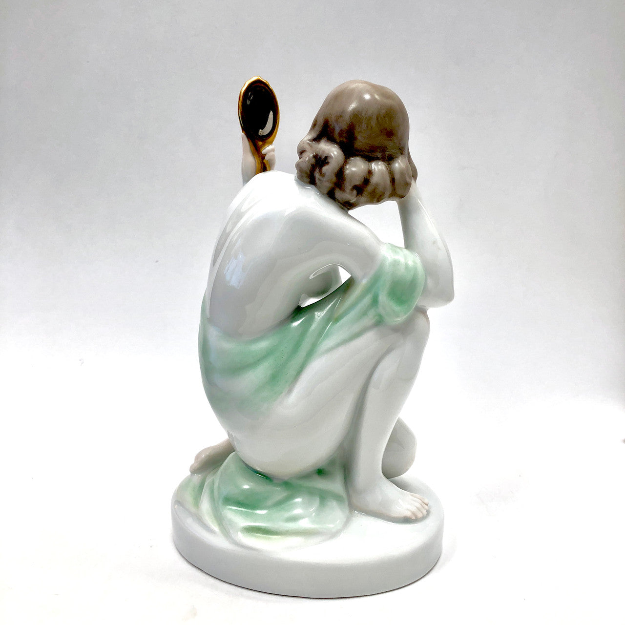 Herend, 5724, Figurine, Female, Nude, with Hand Mirror, Hungary, Porcelain, Vintage, Mid-Century,