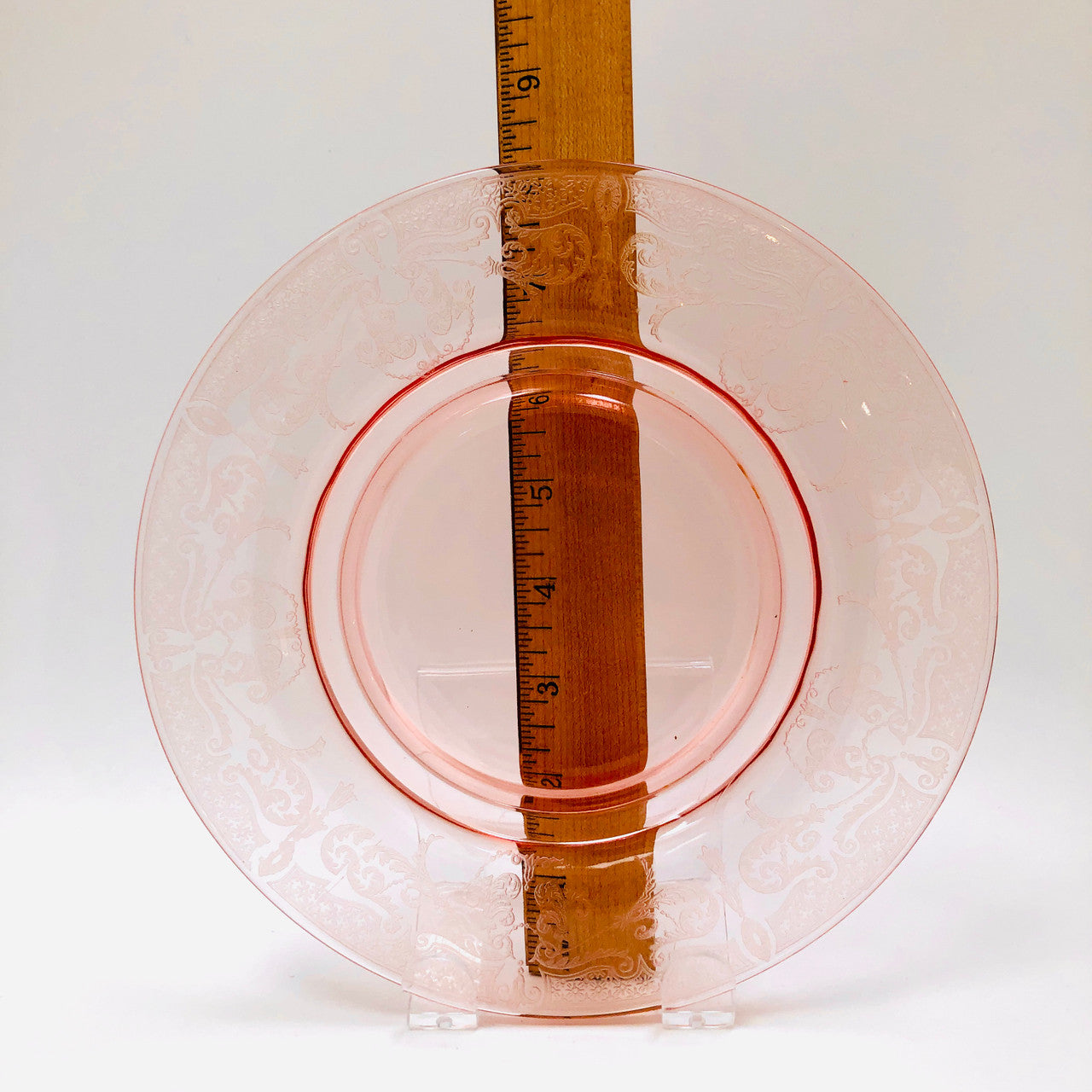 Cambridge, Vintage, Pink, Glass, Plate, Etched, #520