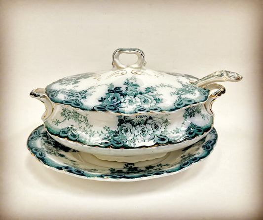 Devon, Alfred Meakin, Gravy Boat, Liner, Ladle, England, Antique, Ceramic