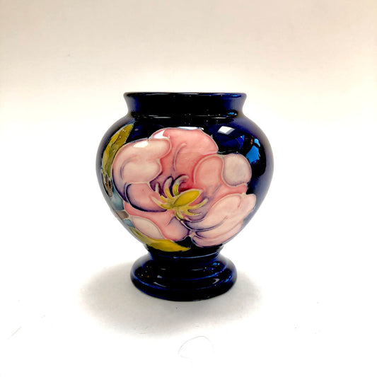 Moorcroft, Magnolia, Vase, Vintage, England, Walter, Ceramic, Pink, Cobalt Blue