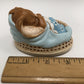 Pendelfin rabbit figurine - "Poppet" - sleeping bunny, blue three weave basket, vintage