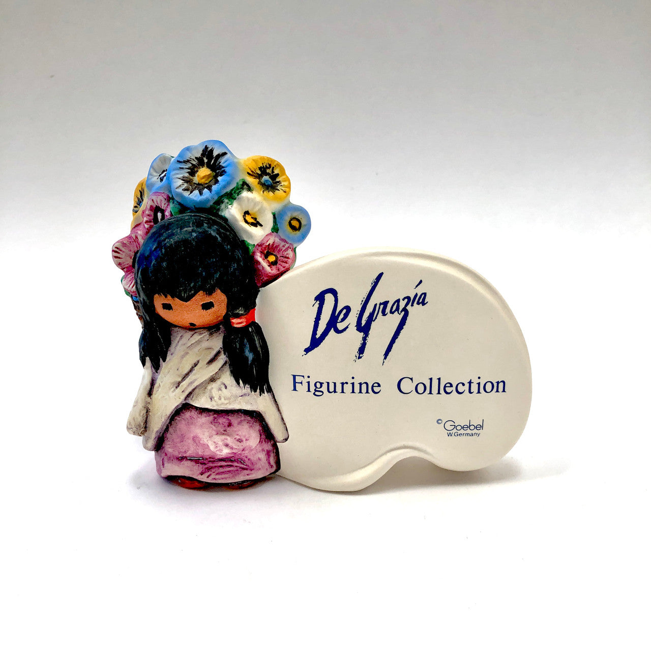 Goebel, Figurine, Vintage, Display, Plaque, Del Grazia, 59 025, Rare, Porcelain, Ceramic, Mexican Girl, Flowers