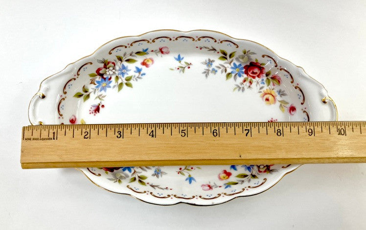 Royal Albert, Jubilee Rose, Tray, Fine Bone China, Vintage, Oval, Handled, Regal, Floral