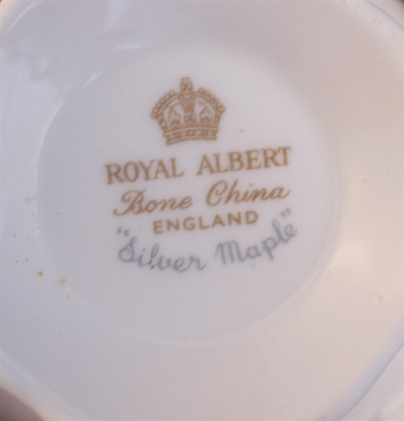 Royal Albert, Silver, Silver Maple, Teacup, Tea, Cup, Saucer, Vintage, Fine, Bone, China, Steampunk