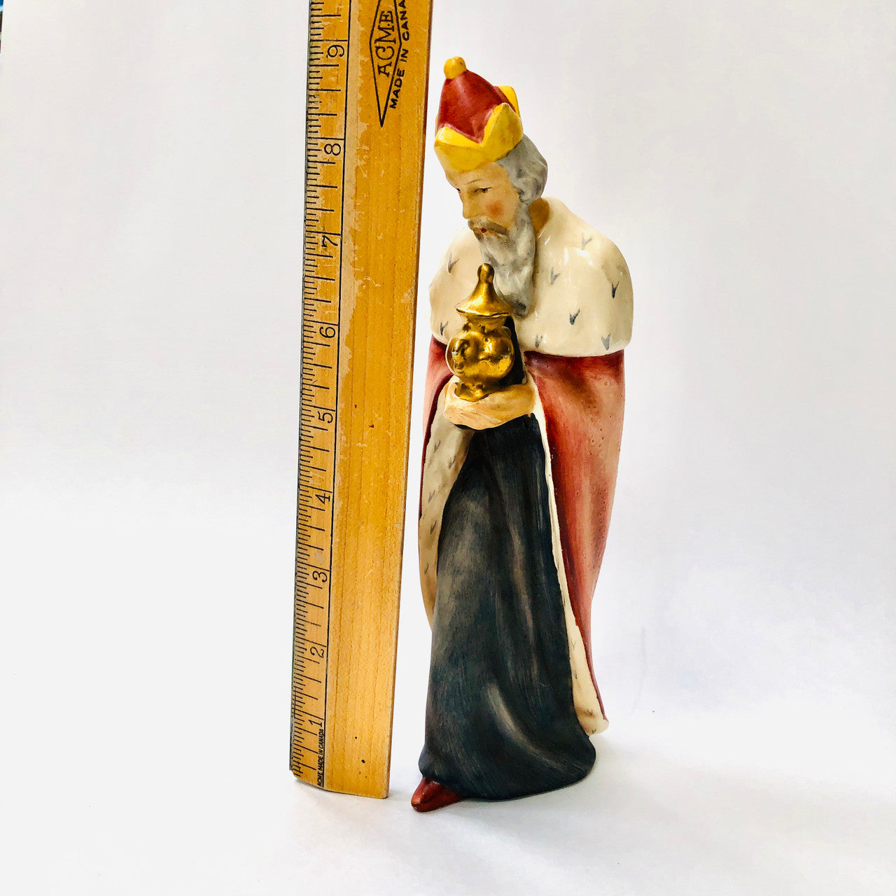 Goebel, Figurine, Vintage, Red Cloaked King, Three Kings, Wiseman, Wisemen, Christmas, Xmas, Nativity, Rare, Porcelain, Ceramic, TMK1, FULL BEE, Red Cloak