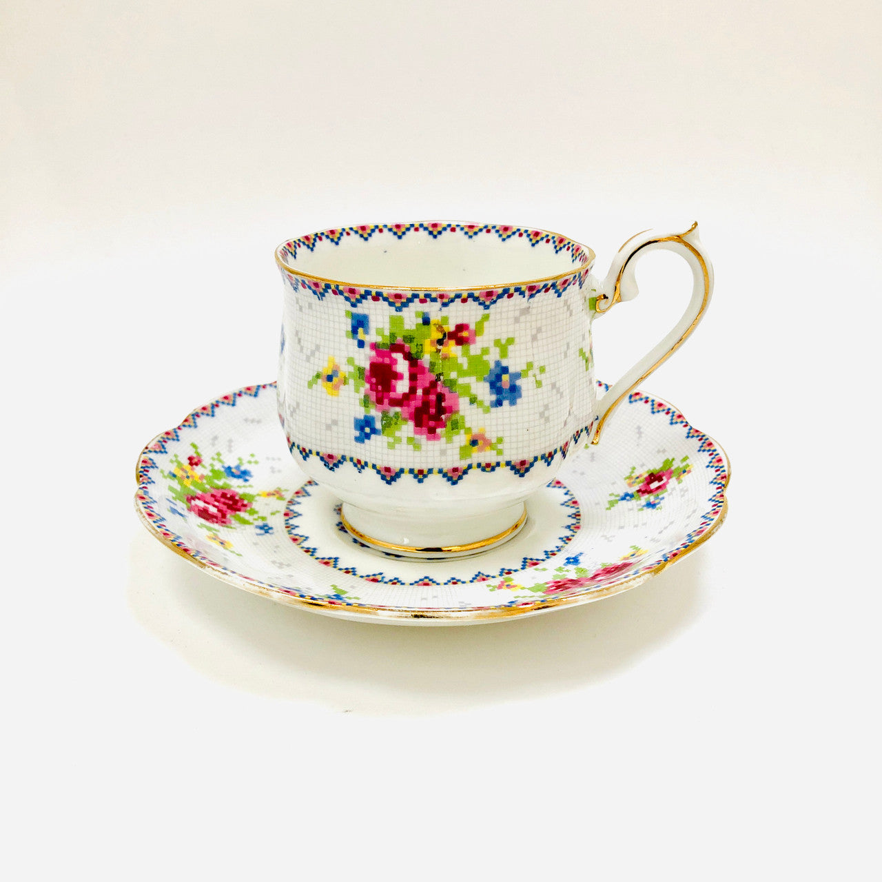 Royal Albert, Petit Point, Vintage, Cup and Saucer, Tea cup, Teacup, Cup, Saucer, England