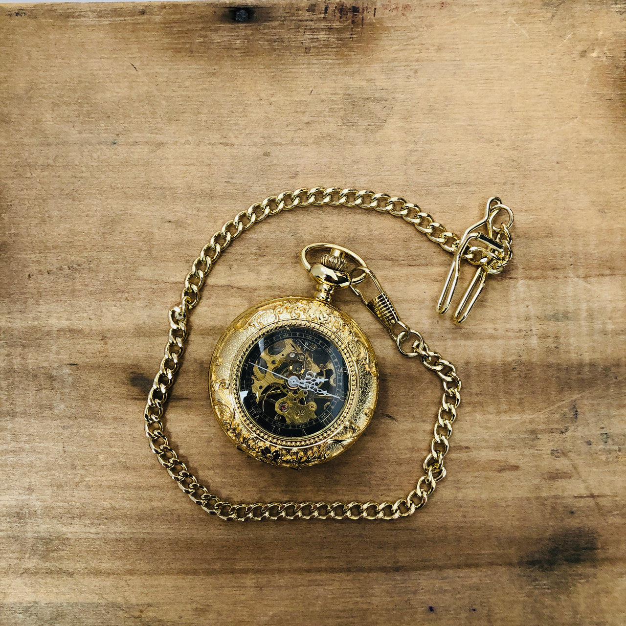Vintage Style, Wind Up, Manual, and Battery Run, Pocket Watch, with Chain, Steampunk