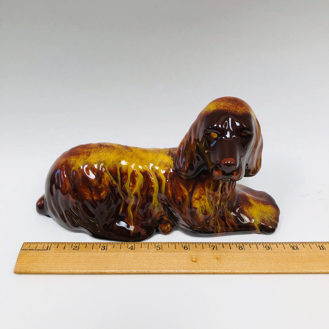 Blue Mountain, Pottery, Dog, Cocker, Spaniel, Figurine, Ceramic, Harvest Gold, Yellow, Mid-Century, Vintage