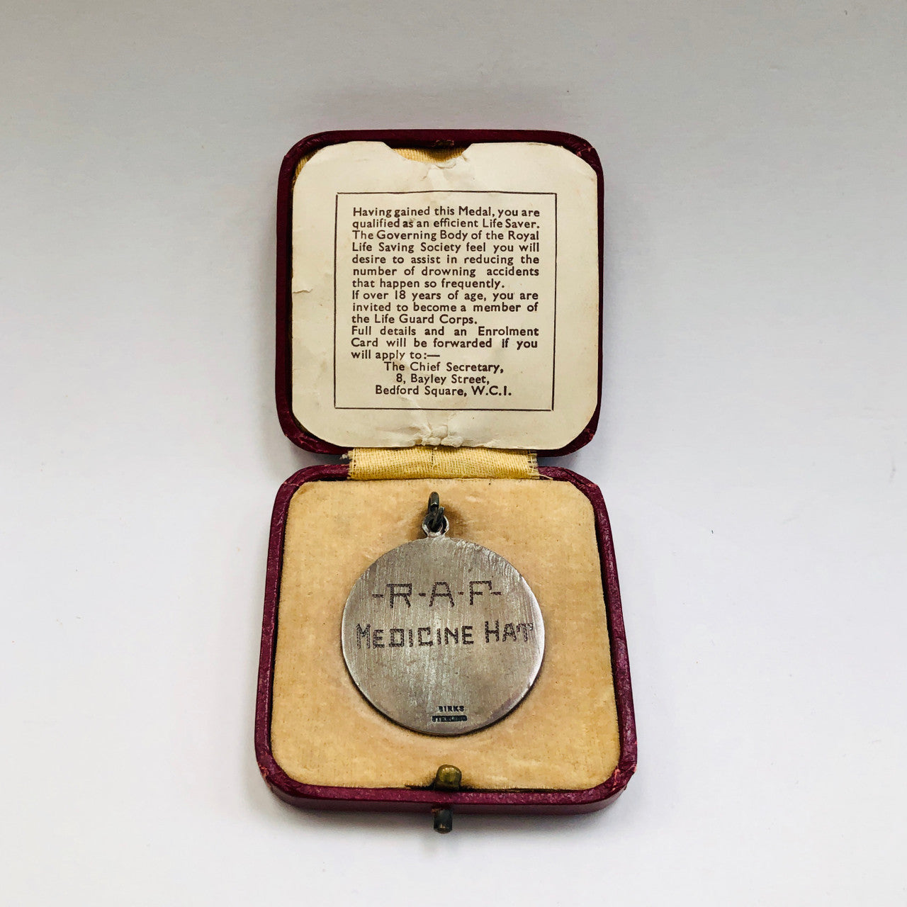 Sterling Silver Medal, Royal Life Saving Society, Royal Air Force
