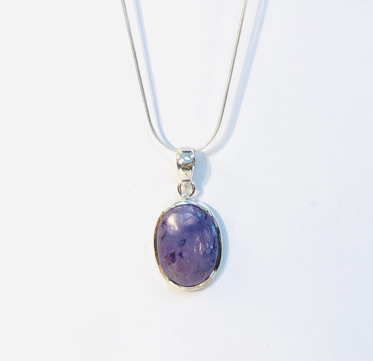 Sterling Silver, Purple, Charoite, Crystal, Semi-Precious, Pendant, Oval