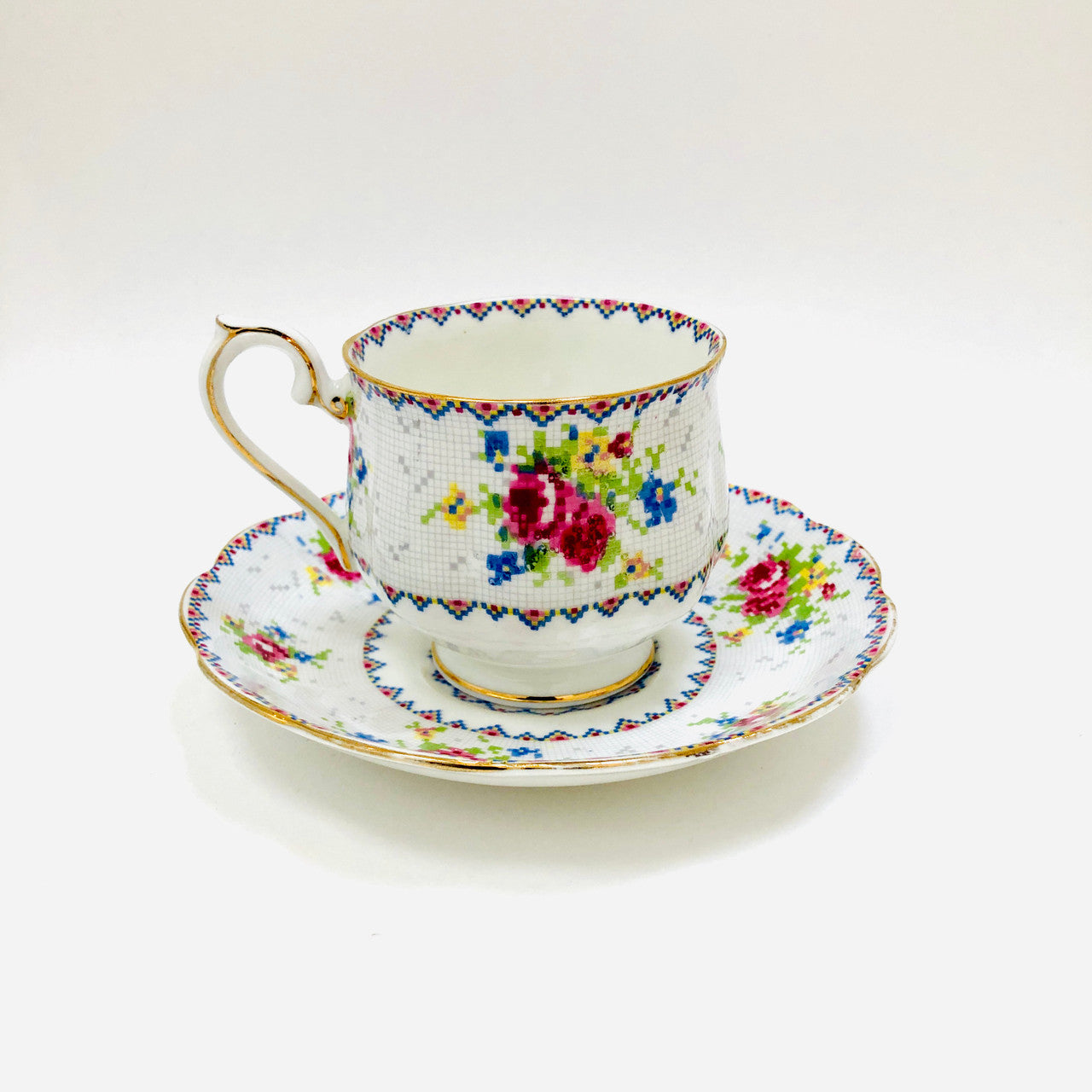 Royal Albert, Petit Point, Vintage, Cup and Saucer, Tea cup, Teacup, Cup, Saucer, England