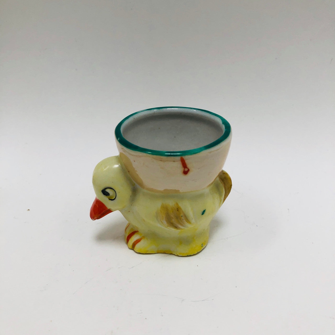 Ceramic, Vintage, Retro, Duckling, Figural, ~1950s, Egg Cup, Japan, Yellow