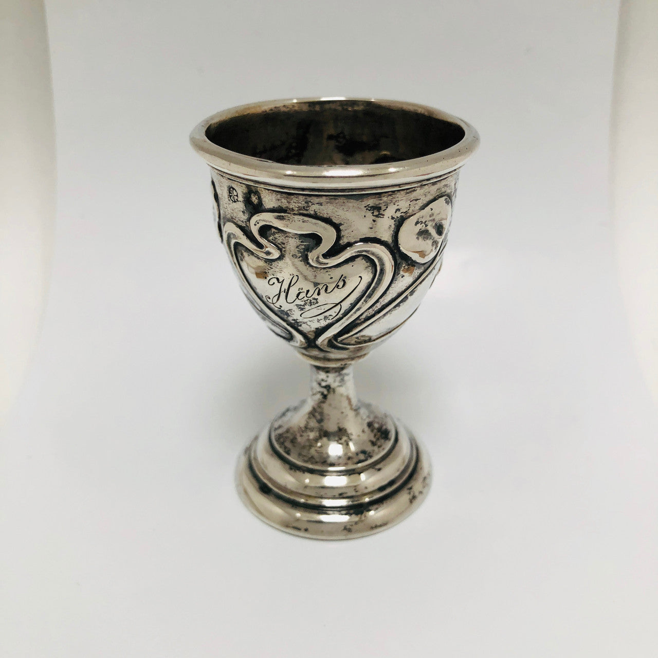 Art Nouveau Egg Cup - Sterling Silver, engraved "Hans"