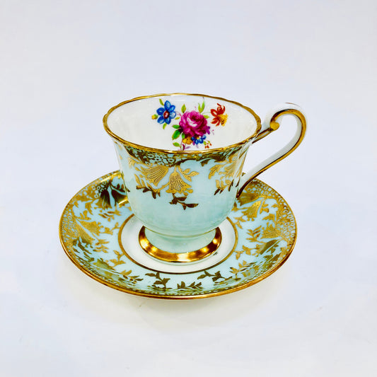 Paragon, Light Blue, Gold, Demitasse, Cup, Saucer, Cup and Saucer, Vintage, Fine Bone China, England, Double Warrant,