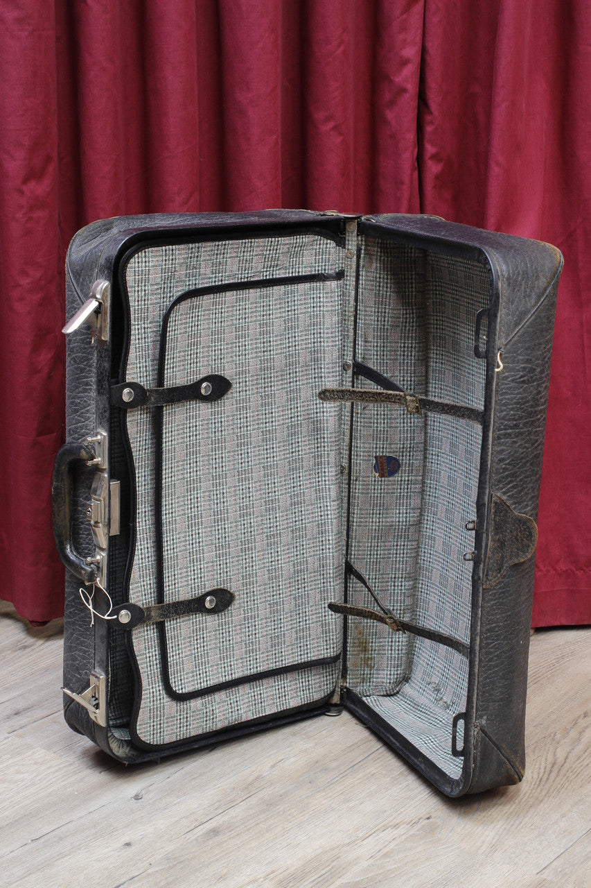 Vintage McBrine Black Leather Suitcase