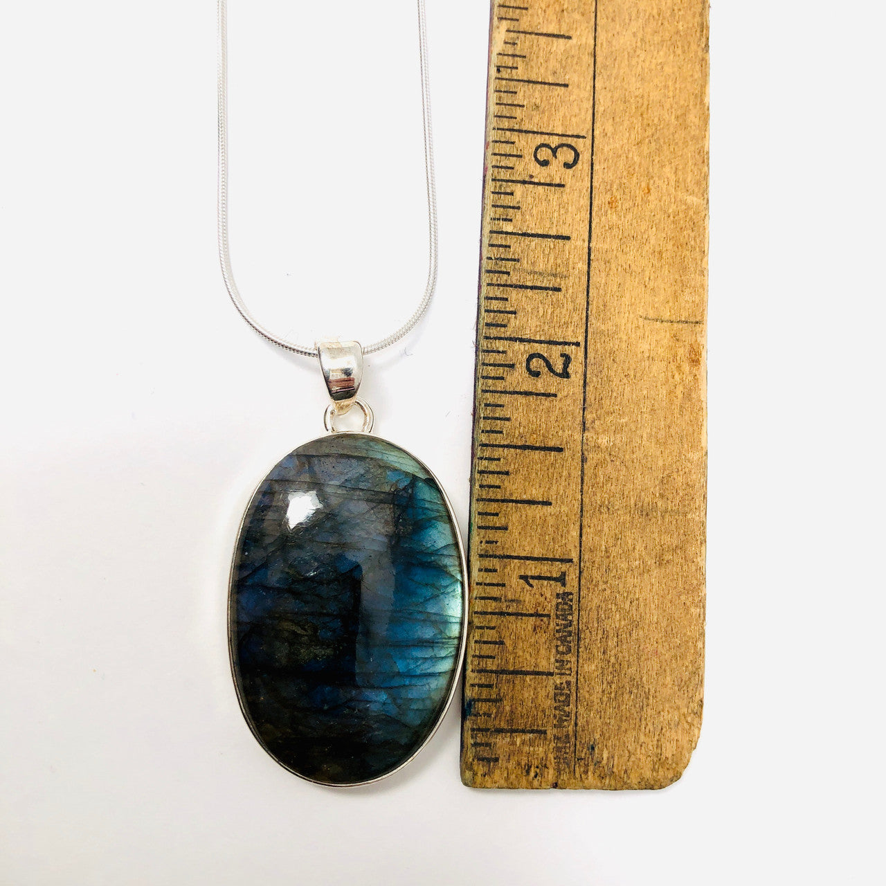 Pendant, Labradorite, Oval, Cabochon, Sterling Silver, Silver, Large