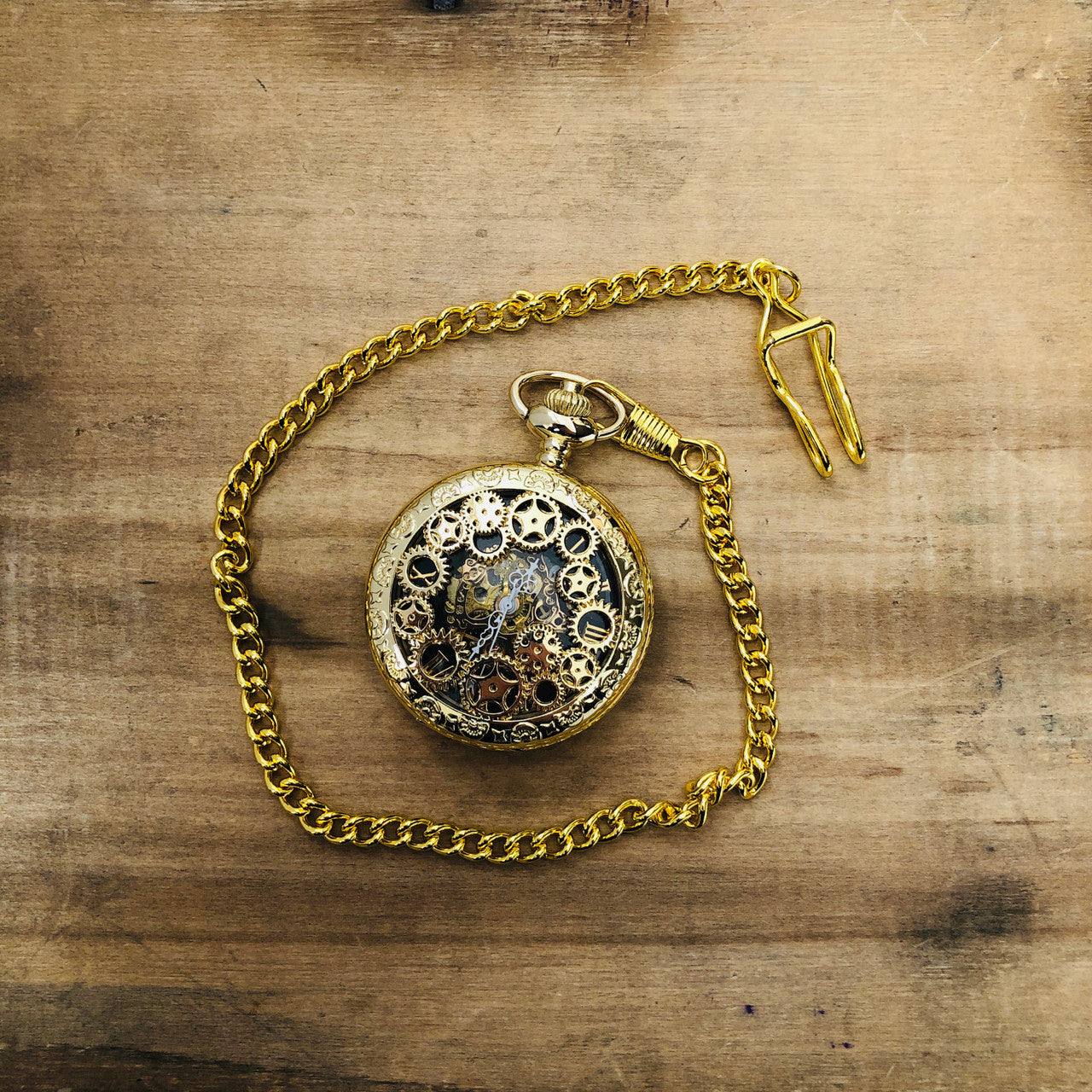 Vintage Style, Wind Up, Manual, and Battery Run, Pocket Watch, with Chain, Steampunk