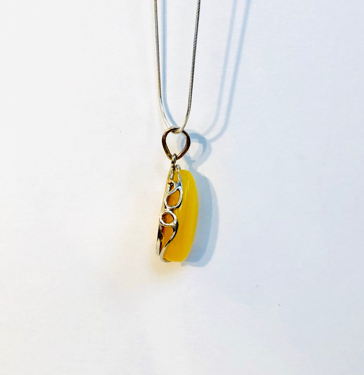 Sterling Silver, Amber, Baltic, Butter, Crystal, Semi-Precious, Pendant, Teardrop