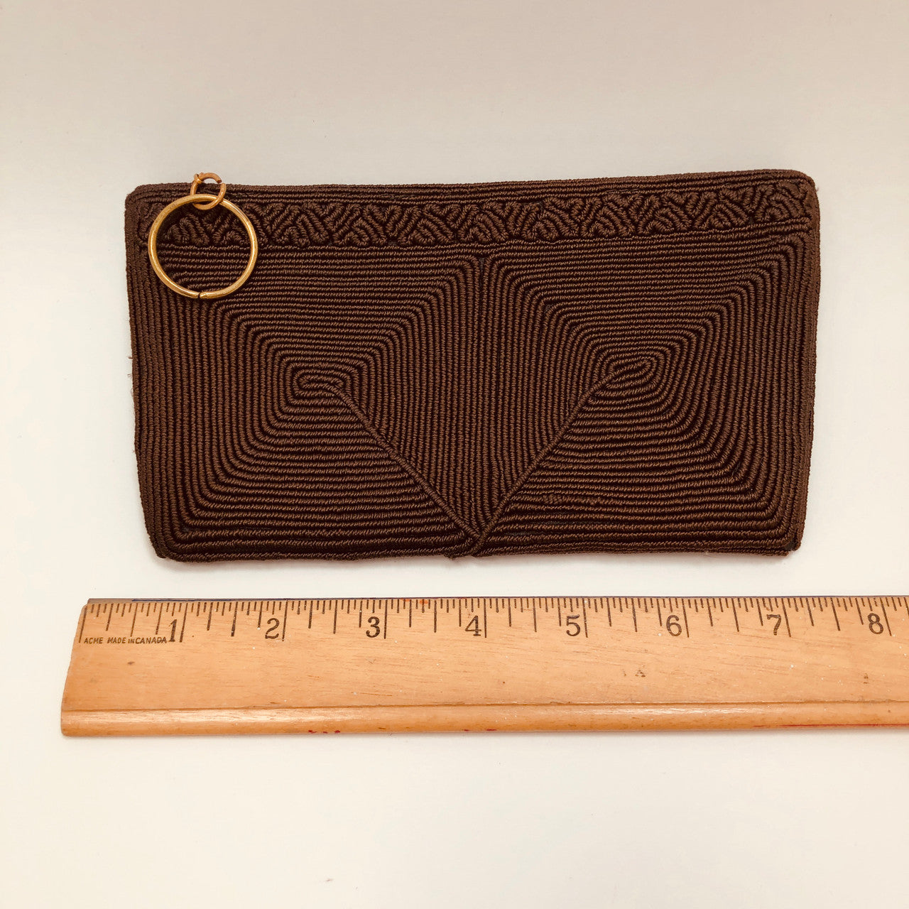 Corde, Brown, Clutch, Hand Bag, Purse, Handbag, Vintage, Brass Zipper