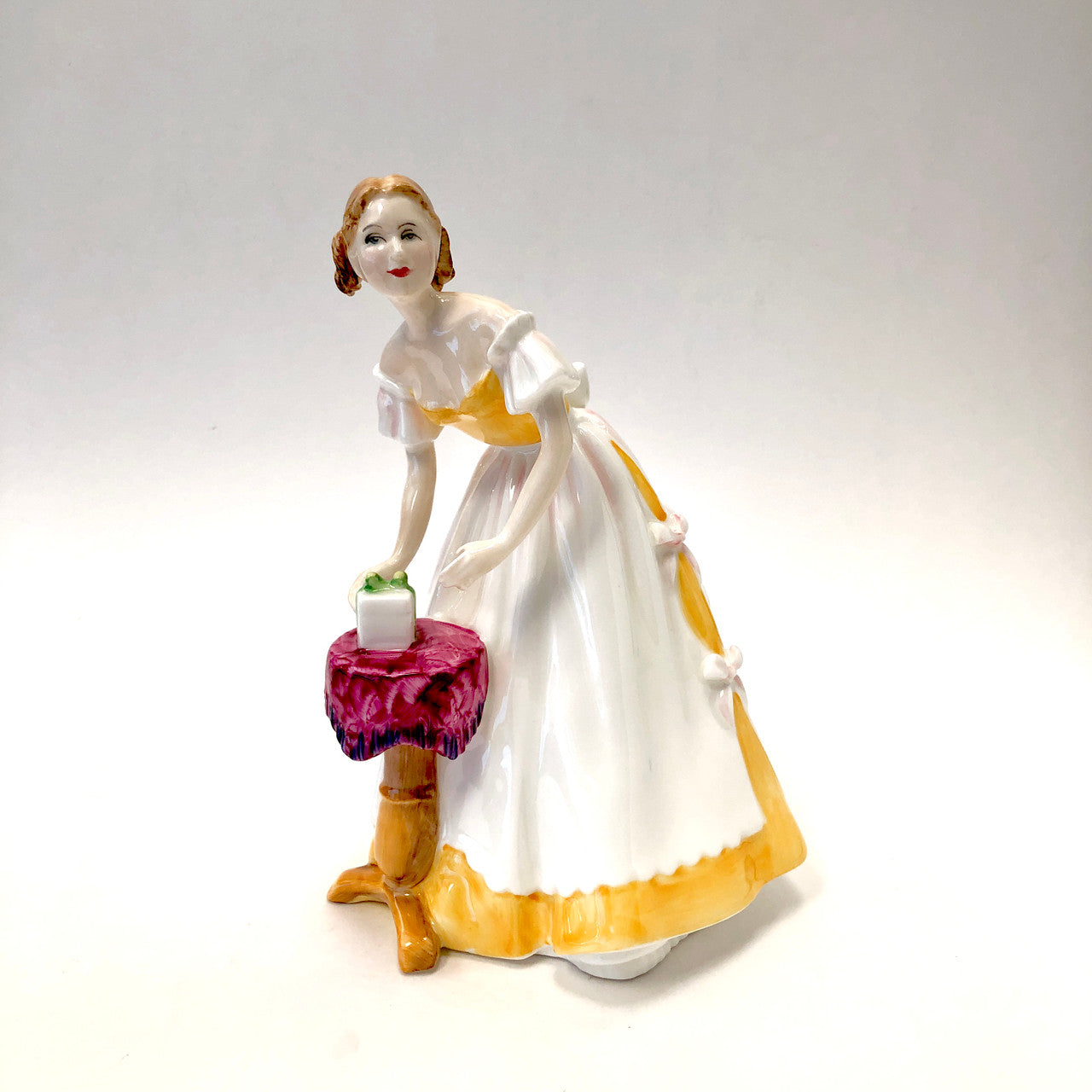 Royal Doulton, Happy Birthday, HN3095, HN 3095, Figurine, Vintage, England, Pauline Parsons, Lady, Yellow, Handpainted, Hand Painted