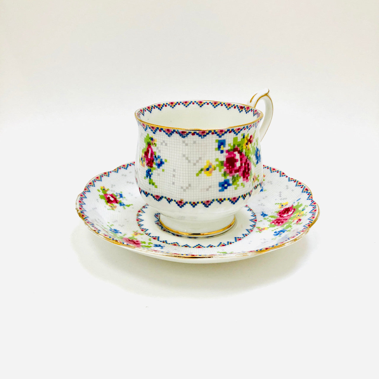 Royal Albert, Petit Point, Vintage, Cup and Saucer, Tea cup, Teacup, Cup, Saucer, England