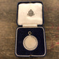 Navy, Army & Airforce Institutes vintage sterling silver swimmer medallion, case