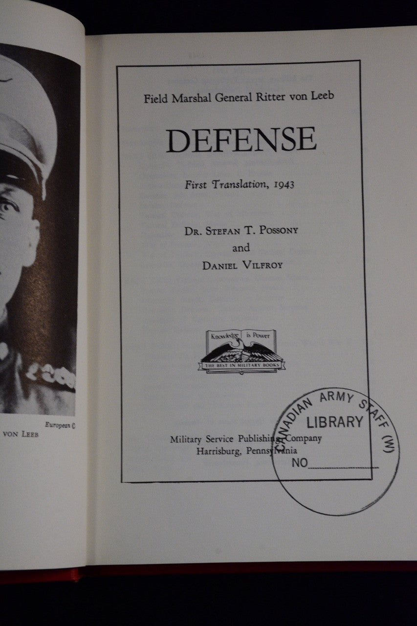 Defense (first translation), by Field Marshall General Ritter von Leeb (1954)