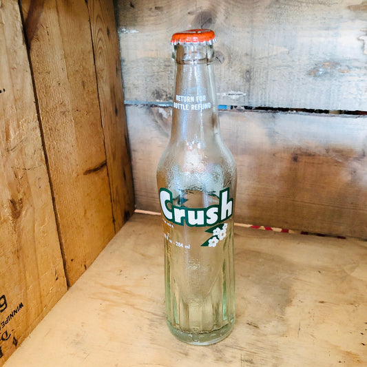 Vintage, Glass, bottle, Crush, 10 FL OZ, Green, White, Label, Bilingual English-French