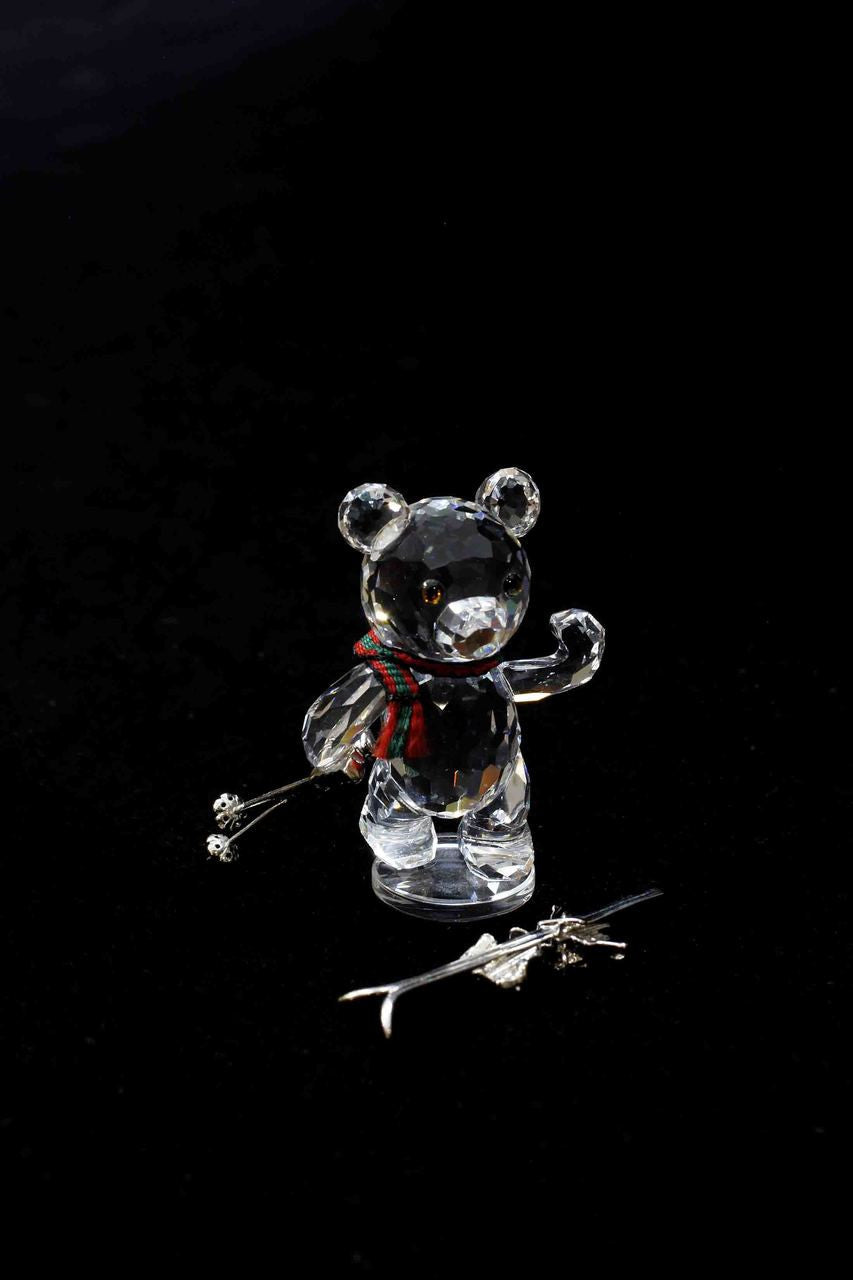 Swarovski, Crystal, Figurine, Kris Bear, Skis, Vintage, Signed