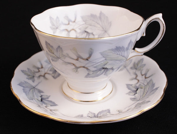 Royal Albert, Silver, Silver Maple, Teacup, Tea, Cup, Saucer, Vintage, Fine, Bone, China, Steampunk