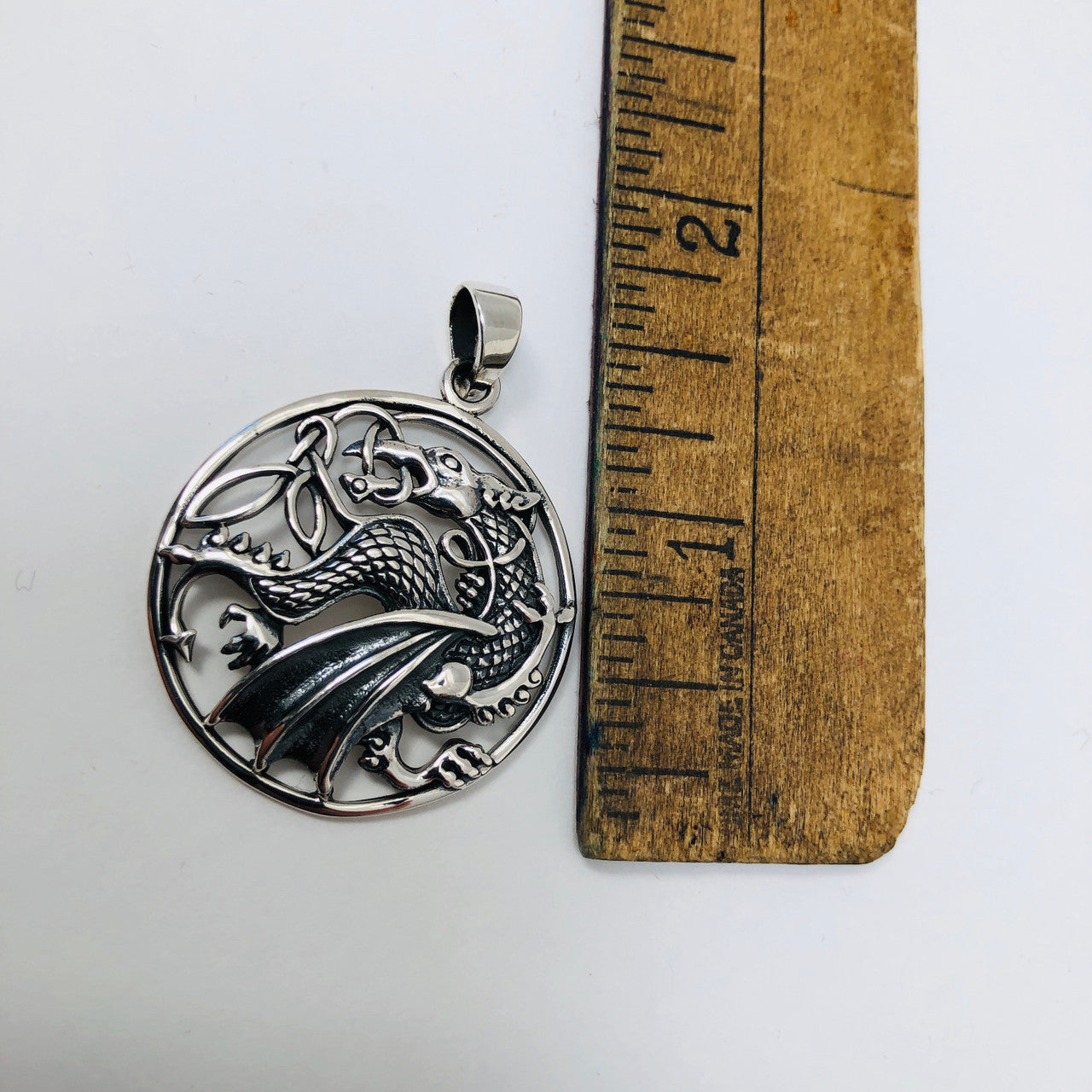 Sterling, Silver, Dragon, Pendant, Round, Pierced, JP62519