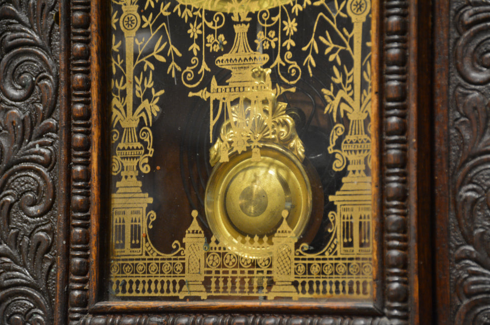 Antique, Pressed Wood, Gingerbread Clock, Clock, ~1900