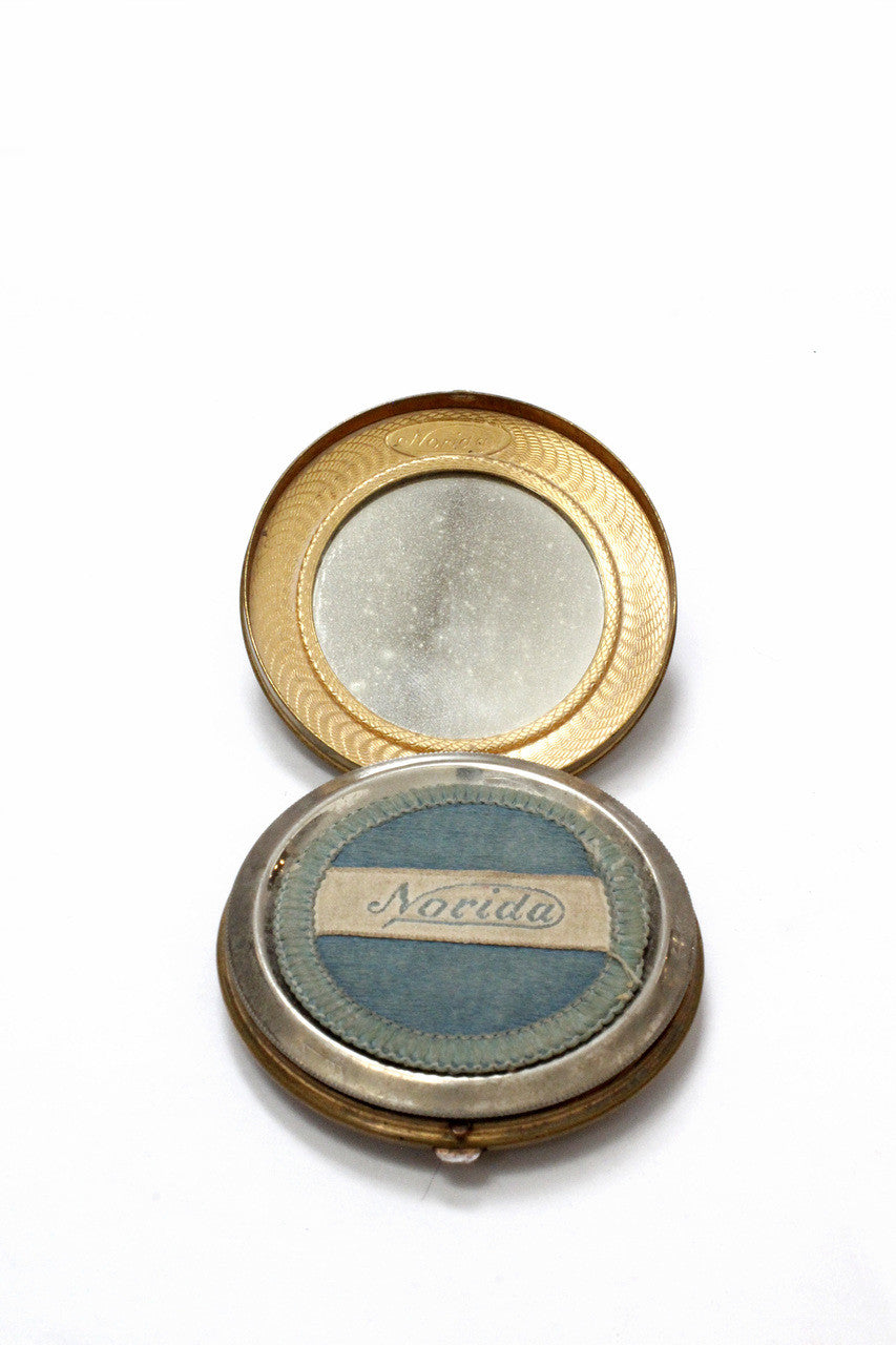 Vintage Norida Gold Colored Beauty Powder Compact