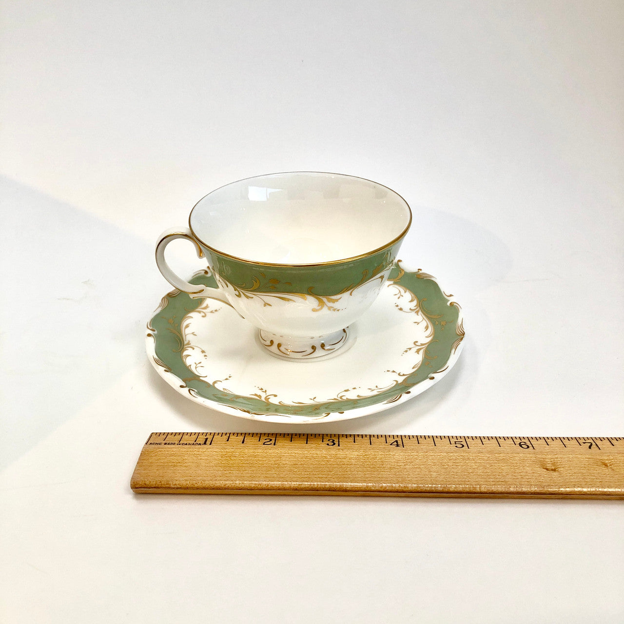 Royal Doulton, Fontainbleu, H 4987, Vintage, England, Green, Grey, Gold, Tea Cup, Cup, Saucer, Cup and Saucer, Fine, bone, China, Steampunk