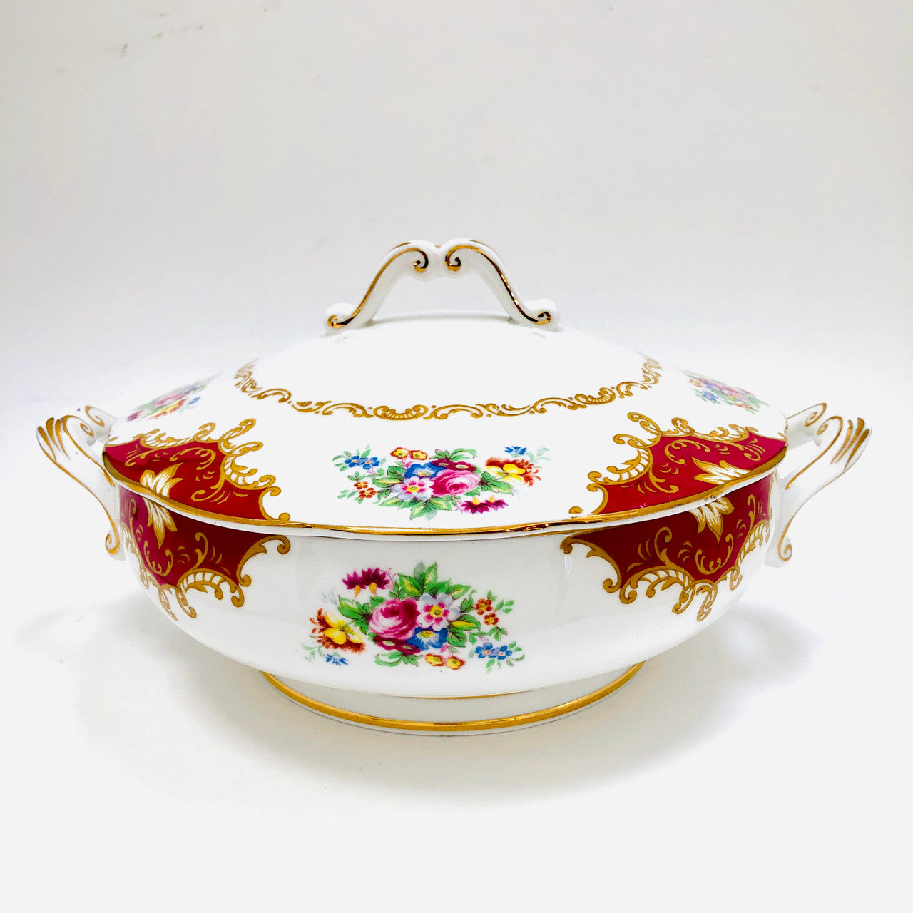 Royal Albert, Canterbury, Two handled, Vegetable, Covered, Bowl, Casserole, Vintage, England, Steampunk