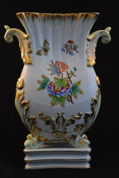 Herend, Hand Painted, Victoria Pattern, Vase, Vintage, Ceramic, Porcelain, Butterflies, Flowers