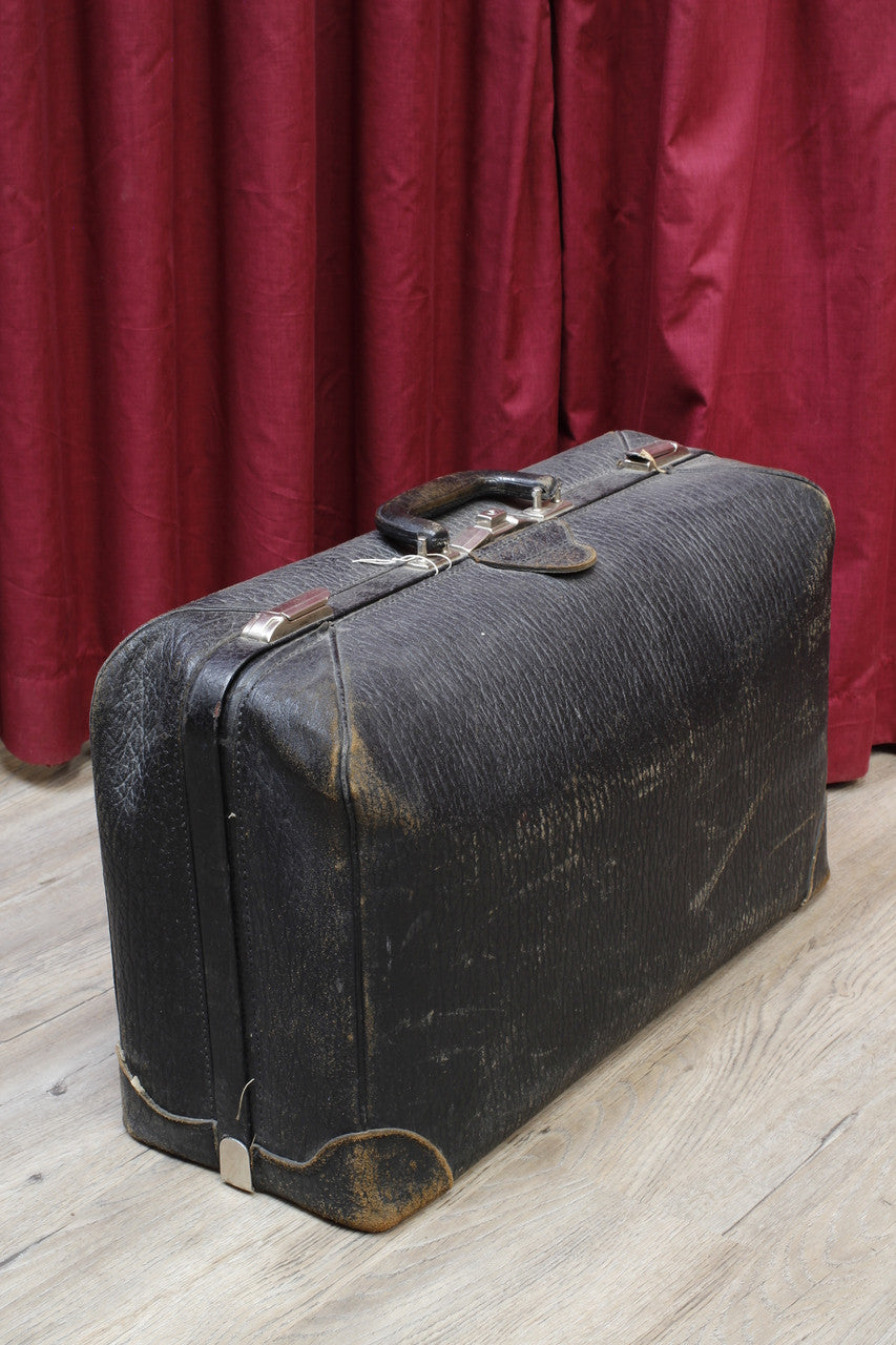 Vintage McBrine Black Leather Suitcase