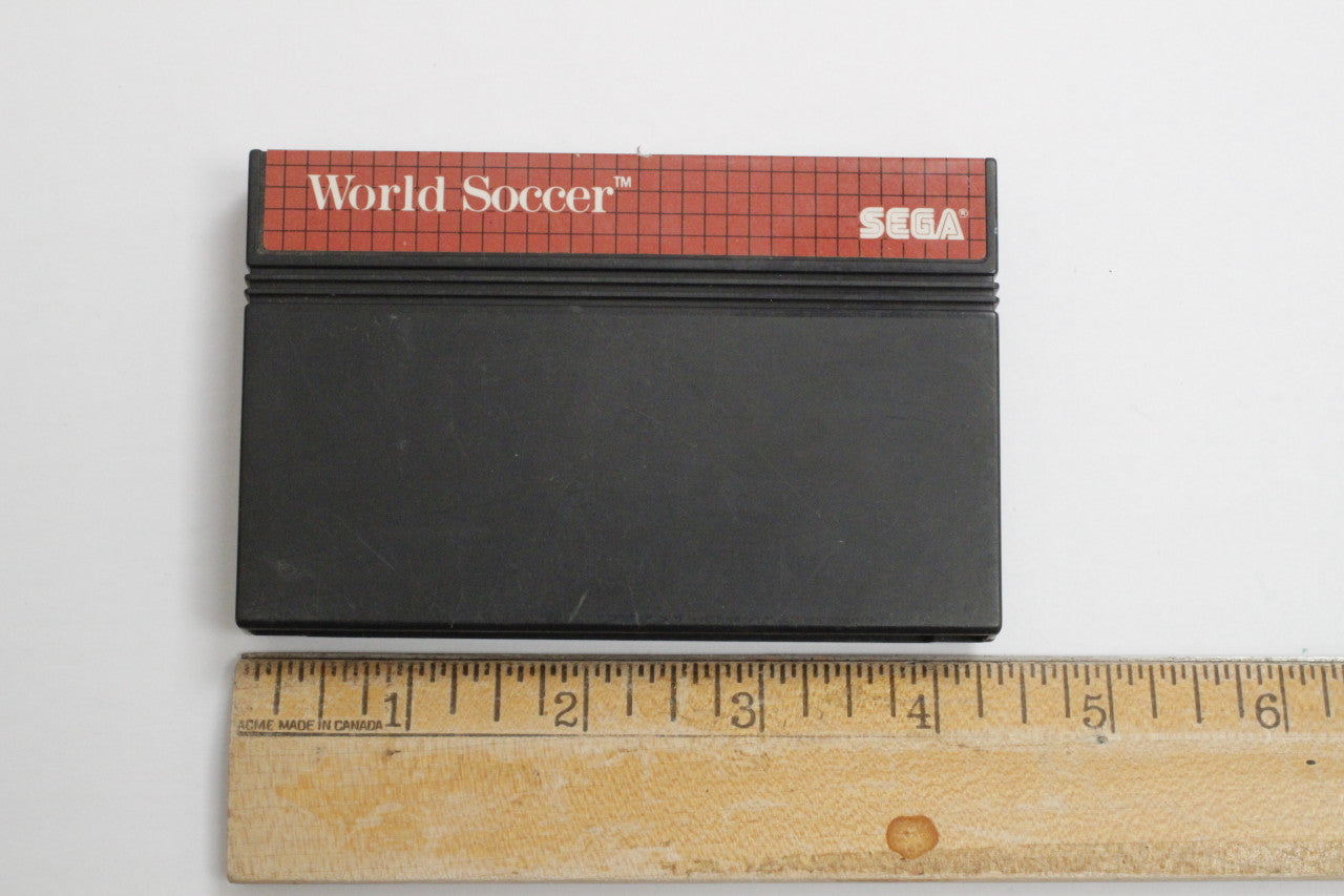 Sega Master "World Soccer" vintage 1990s video game cartridge.

In good condition and in working order.

TY65812