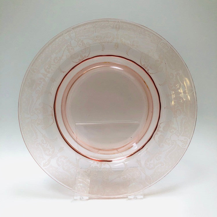 Cambridge, Vintage, Pink, Glass, Plate, Etched, #520