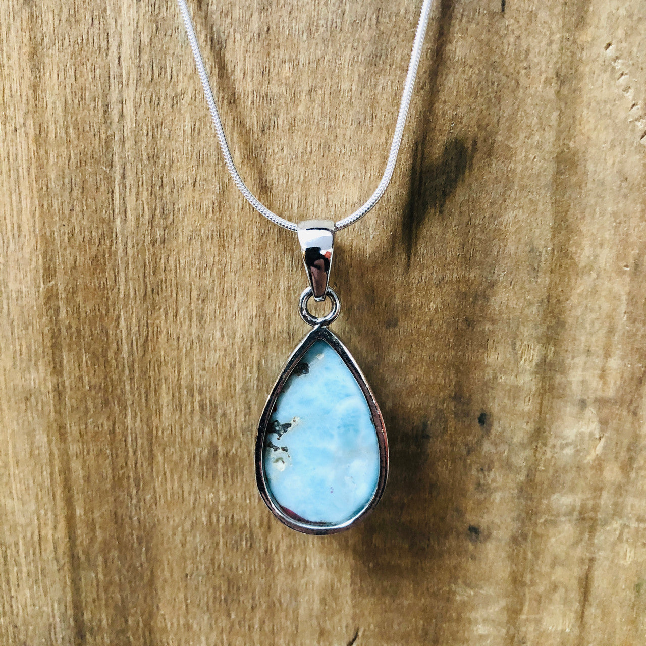 Sterling Silver, Larimar, Crystal, Stone, Semi-Precious, Pendant, Teardrop