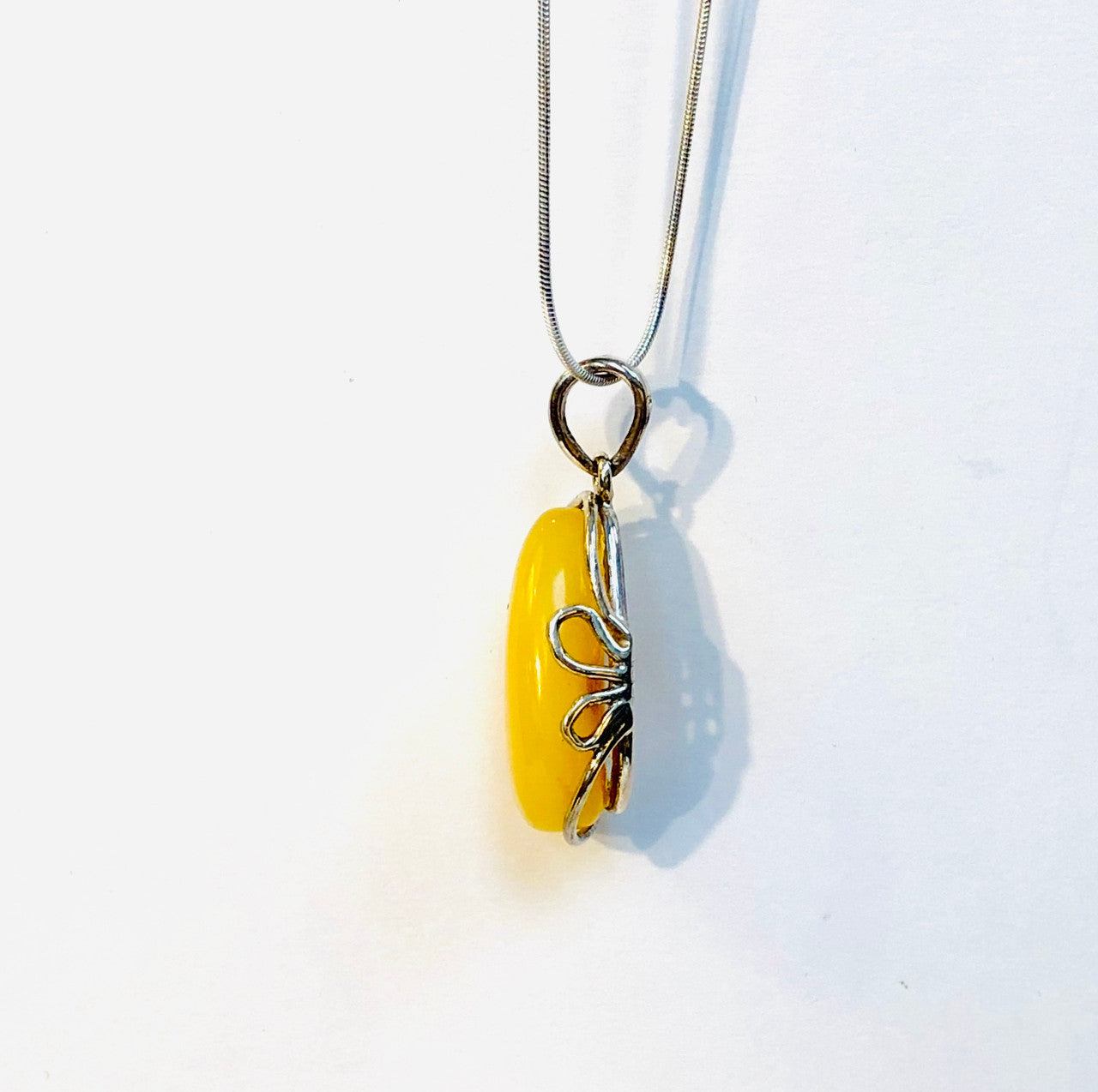 Sterling Silver, Amber, Baltic, Butter, Crystal, Semi-Precious, Pendant, Teardrop