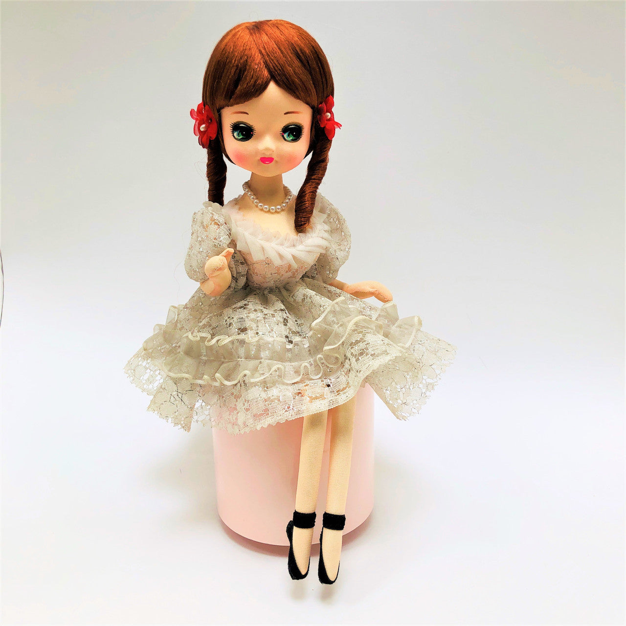 Pink, Music Box, Girl, Vintage, Japan, White, Lace