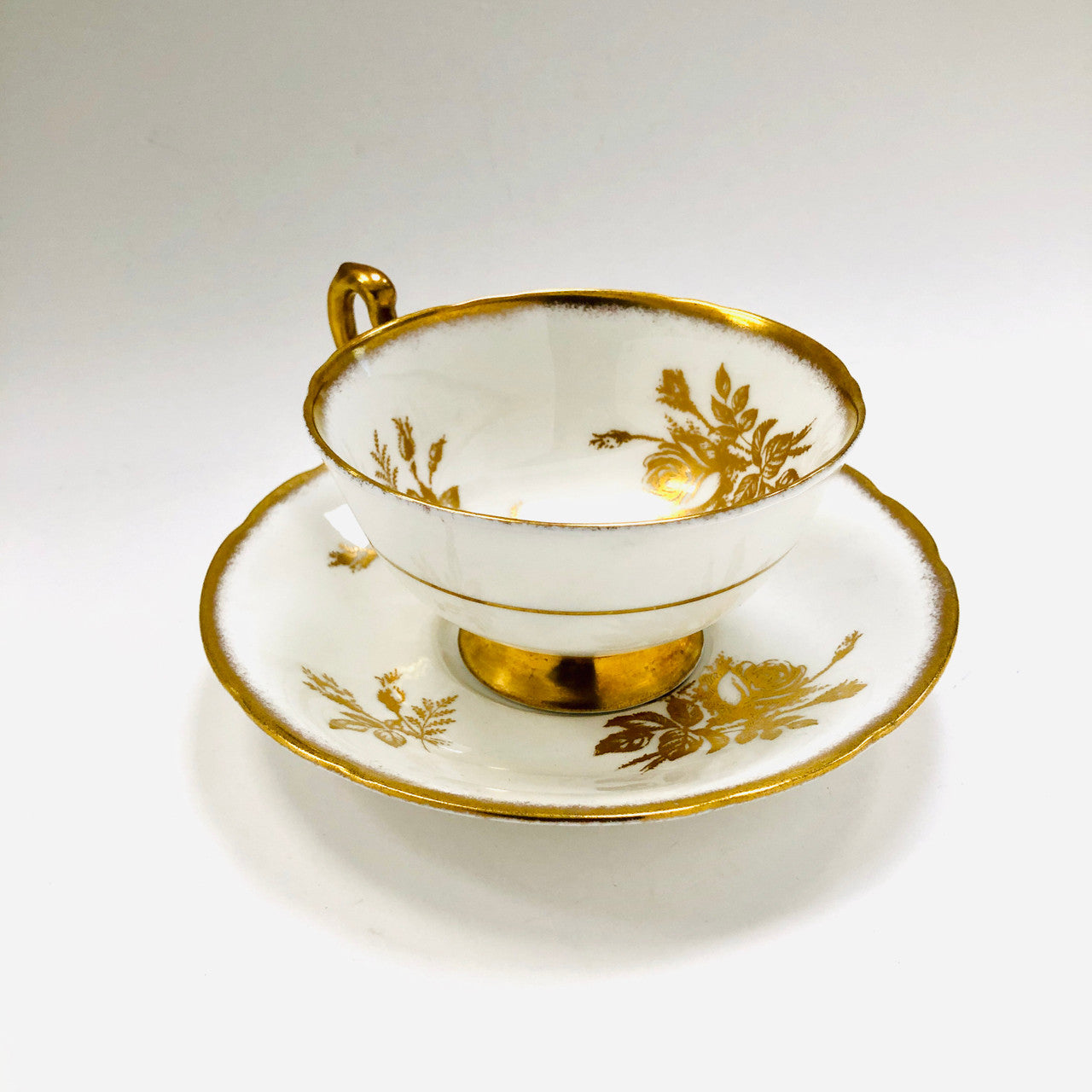 Paragon, Anniversary Rose, White, Gold, Rose, Teacup, Tea, Cup, Saucer, Vintage, Fine Bone China, England